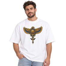 Load image into Gallery viewer, Organic oversized high neck t-shirt :: Wings of Utu – Sumerian-Inspired Eagle