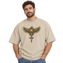 Load image into Gallery viewer, Organic oversized high neck t-shirt :: Wings of Utu – Sumerian-Inspired Eagle