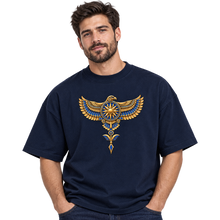 Load image into Gallery viewer, Organic oversized high neck t-shirt :: Wings of Utu – Sumerian-Inspired Eagle