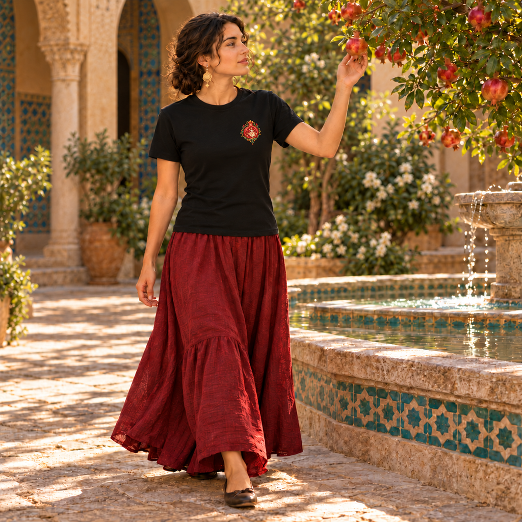 The Awakened Heart – Sufi-Inspired Pomegranate T-Shirt