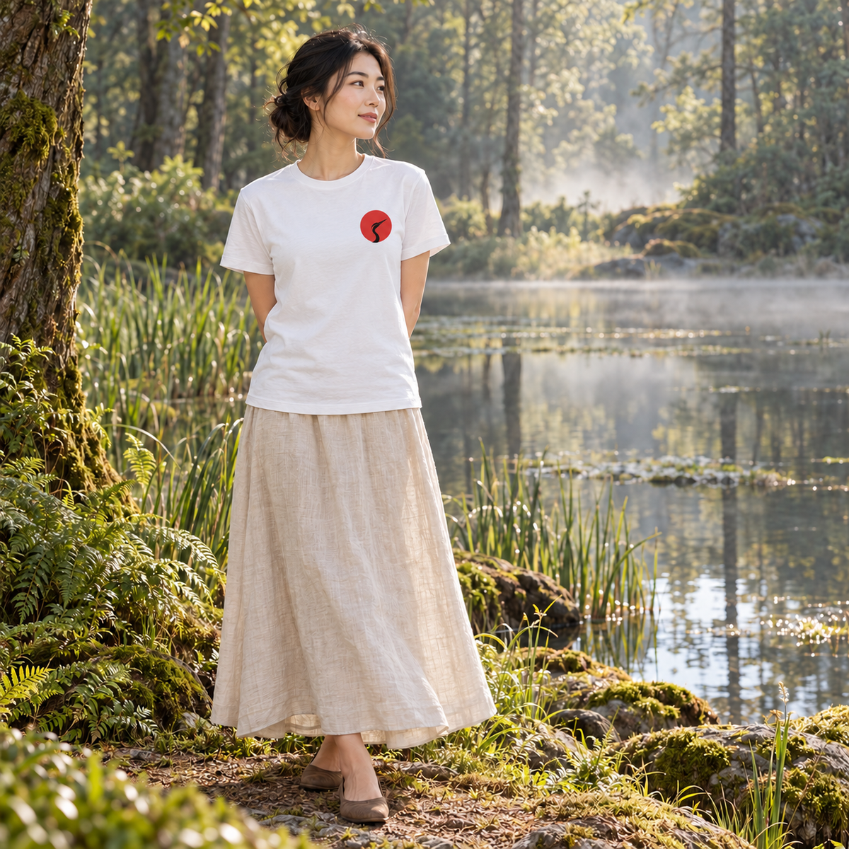 Rise Beyond – Crane and Red Sun T-Shirt