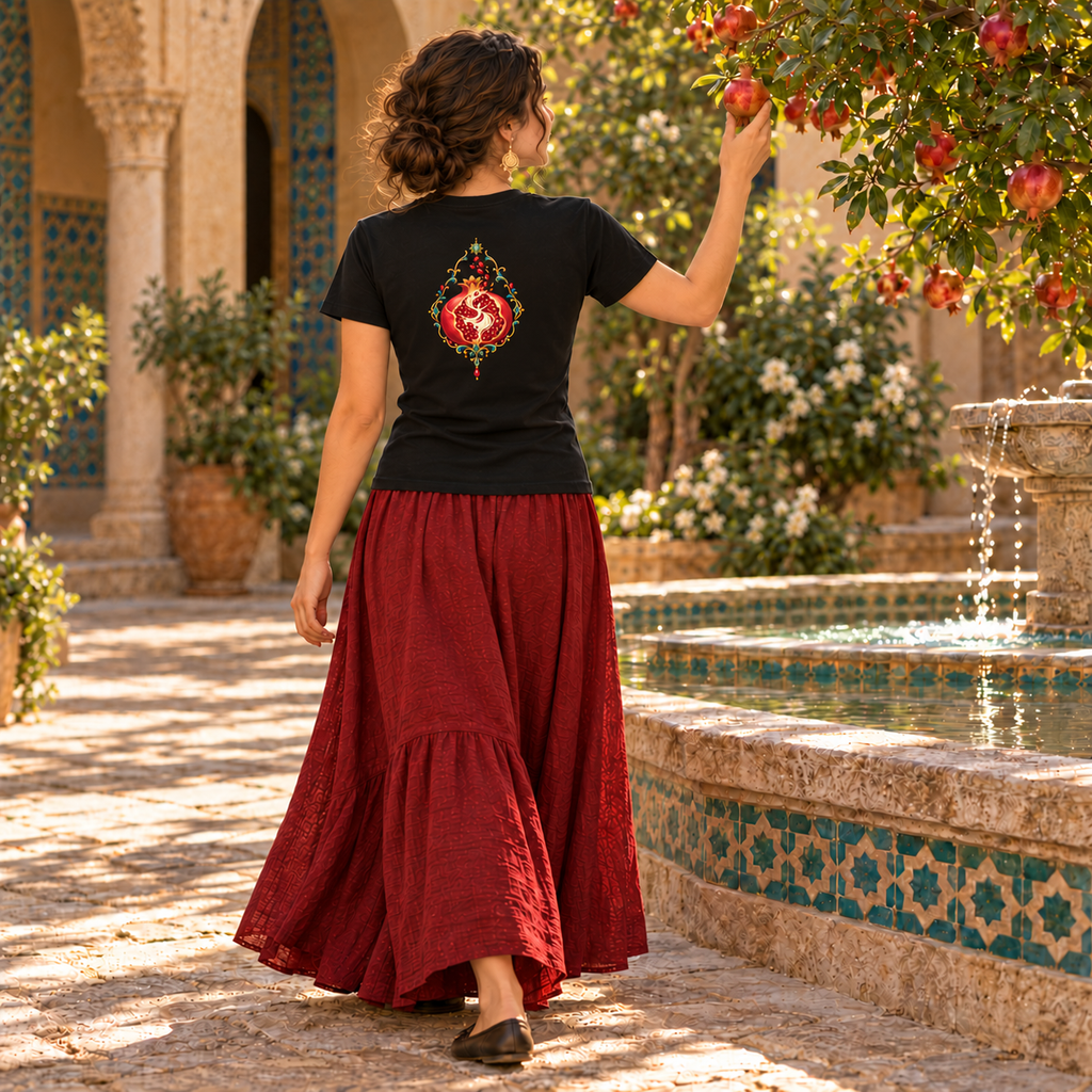 The Awakened Heart – Sufi-Inspired Pomegranate T-Shirt