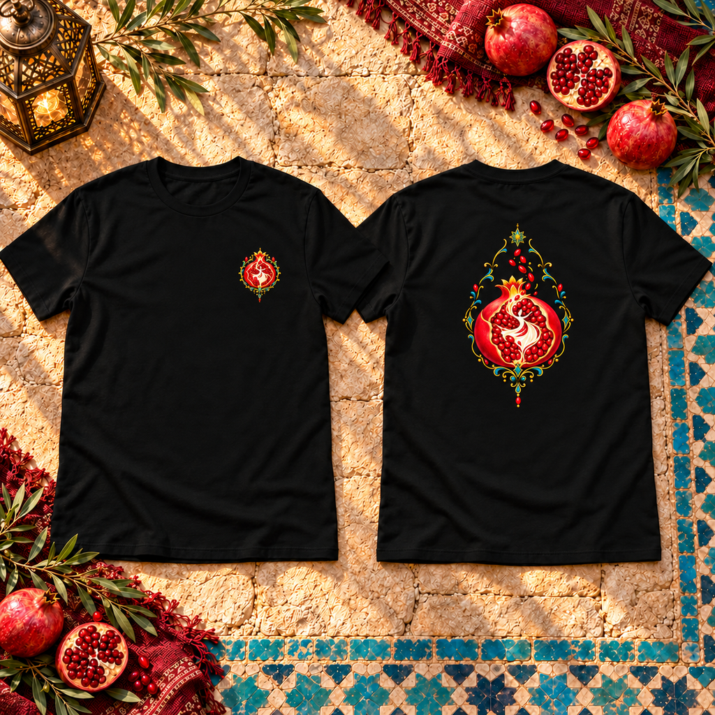 The Awakened Heart – Sufi-Inspired Pomegranate T-Shirt