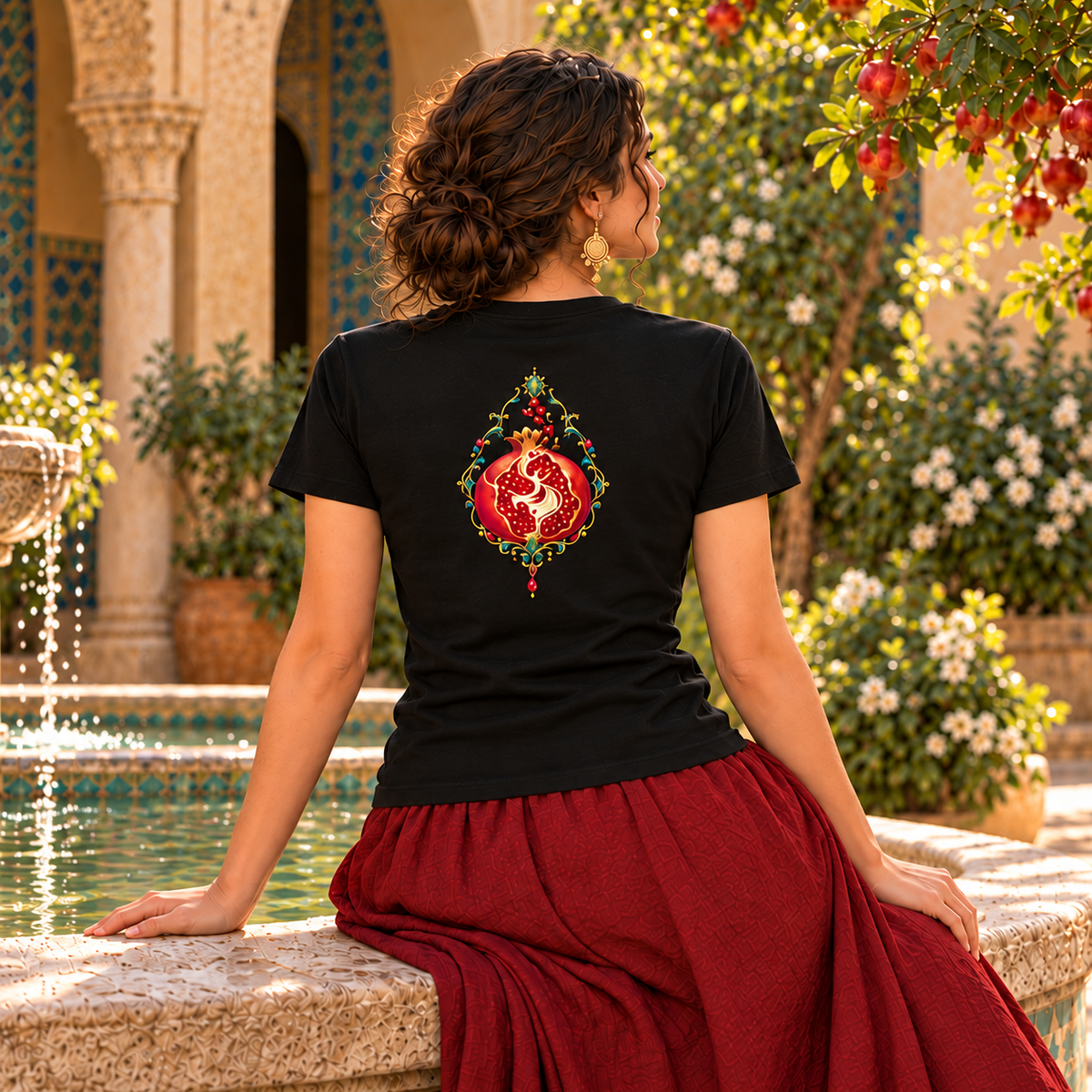 The Awakened Heart – Sufi-Inspired Pomegranate T-Shirt