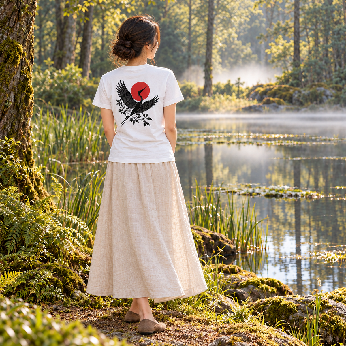 Rise Beyond – Crane and Red Sun T-Shirt