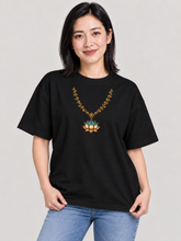 Load image into Gallery viewer, Organic oversized high neck t-shirt ::  Bloom Within – Botanical Lotus Necklace
