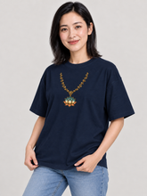 Load image into Gallery viewer, Organic oversized high neck t-shirt ::  Bloom Within – Botanical Lotus Necklace
