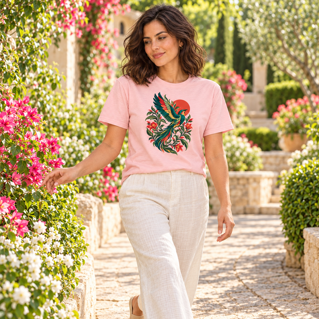 Wild Bloom – Colored Botanical Bird T-Shirt