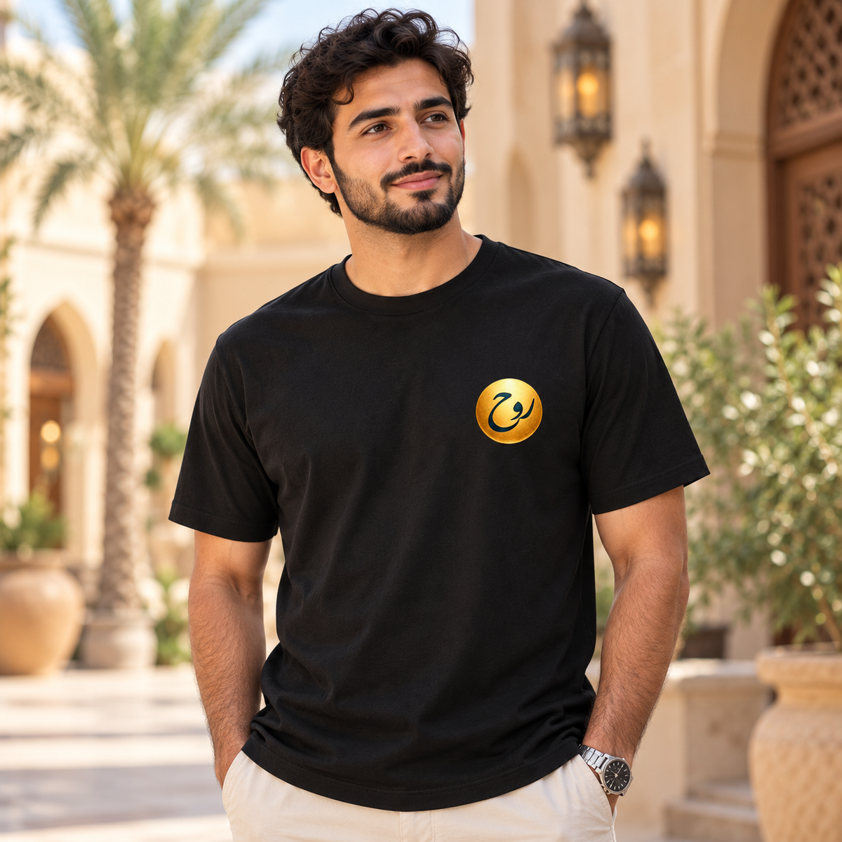 Soul Rising – Arabic Soul Eagle & Golden Sun Front & Back T-Shirt