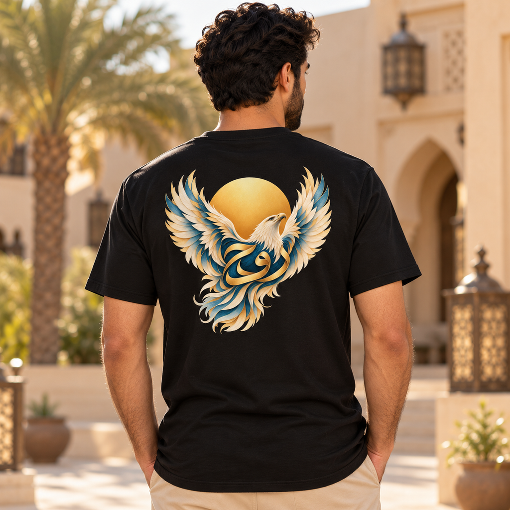 Soul Rising – Arabic Soul Eagle & Golden Sun Front & Back T-Shirt