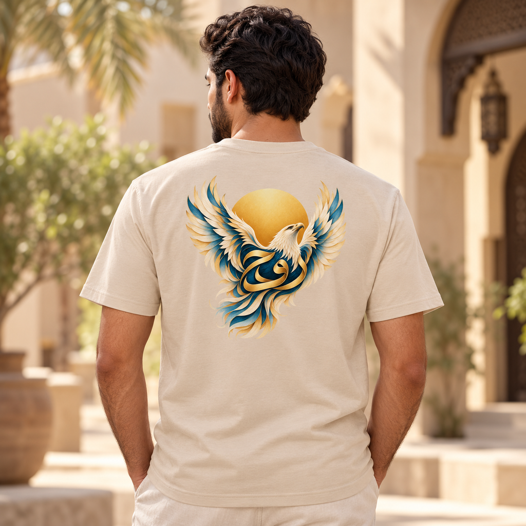Soul Rising – Arabic Soul Eagle & Golden Sun Front & Back T-Shirt