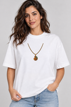 Load image into Gallery viewer, Organic oversized high neck t-shirt :: Echoes of Time – Ammonite Fossil Necklace
