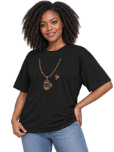 Load image into Gallery viewer, Organic oversized high neck t-shirt :: Set Yourself Free – Escaping Bird Necklace
