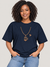 Load image into Gallery viewer, Organic oversized high neck t-shirt :: Set Yourself Free – Escaping Bird Necklace
