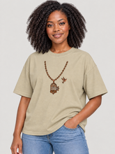 Load image into Gallery viewer, Organic oversized high neck t-shirt :: Set Yourself Free – Escaping Bird Necklace
