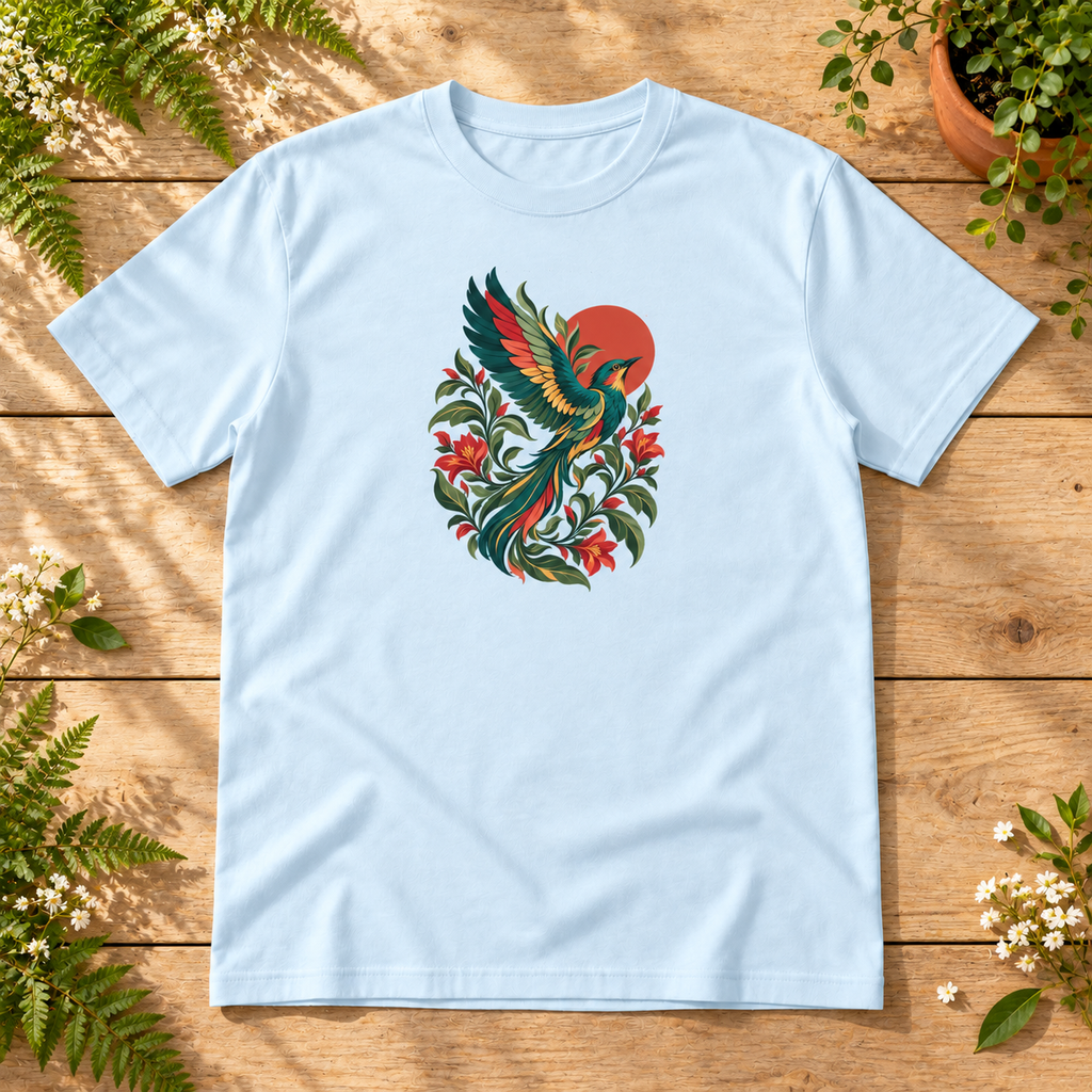 Wild Bloom – Colored Botanical Bird T-Shirt