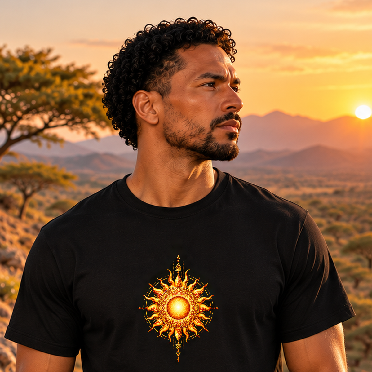 Inner Radiance – Sacred Geometric Sun T-Shirt