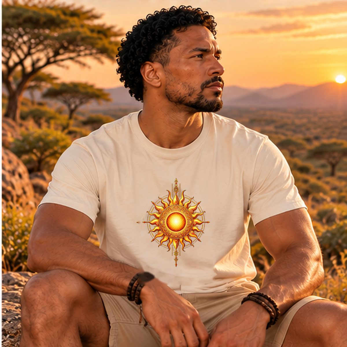 Inner Radiance – Sacred Geometric Sun T-Shirt