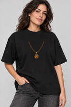 Load image into Gallery viewer, Organic oversized high neck t-shirt :: Echoes of Time – Ammonite Fossil Necklace
