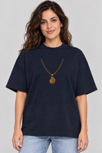 Load image into Gallery viewer, Organic oversized high neck t-shirt :: Echoes of Time – Ammonite Fossil Necklace
