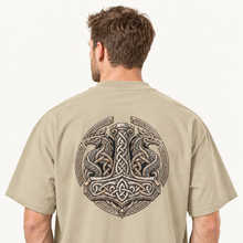 Load image into Gallery viewer, Organic oversized high neck t-shirt :: Serpent Oath – Nordic Mjölnir
